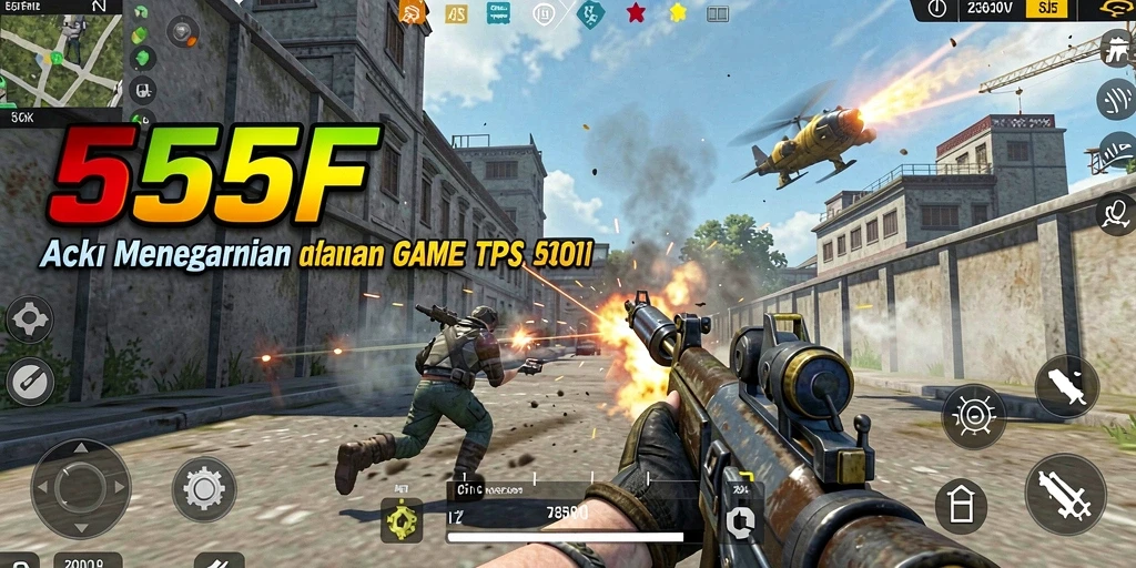 Screenshot dari gameplay seru 555F dalam pertempuran TPS.