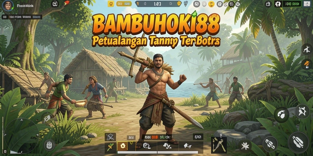 Screenshot gameplay <strong>BAMBUHOKI88</strong> yang menampilkan petualangan epik di dunia terbuka.