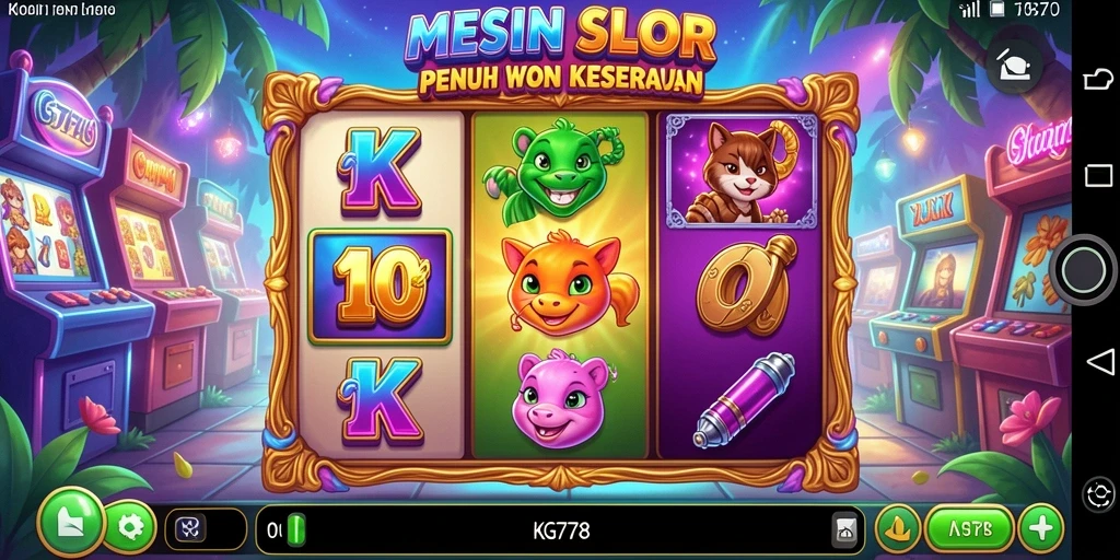 Tampilan gameplay seru di KG778 dengan simbol-simbol berkilau.