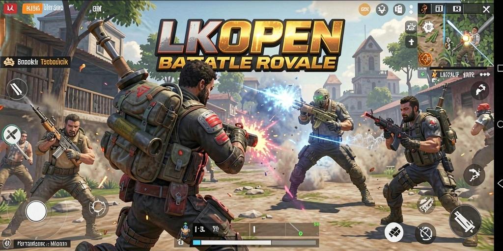 Screenshot gameplay LKOPEN menampilkan pertempuran seru dalam Battle Royale.