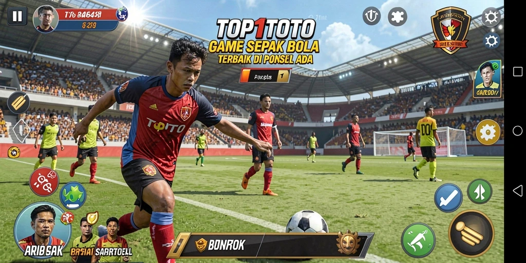 Tangkapan layar permainan menunjukkan aksi seru pertandingan sepak bola.